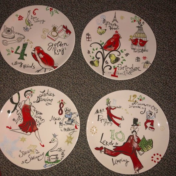 Lenox Dining Lenox 2 Days Of Christmas Dessert Plates Set Of 4 In